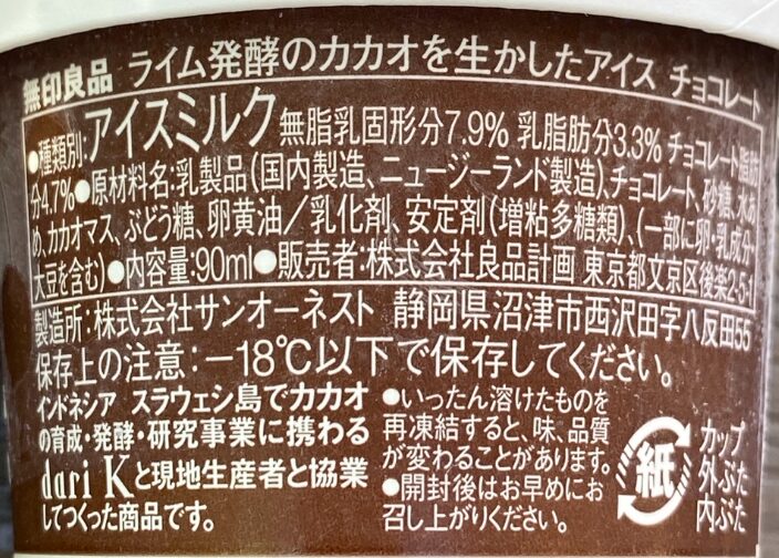 ライムチョコ 原材料名